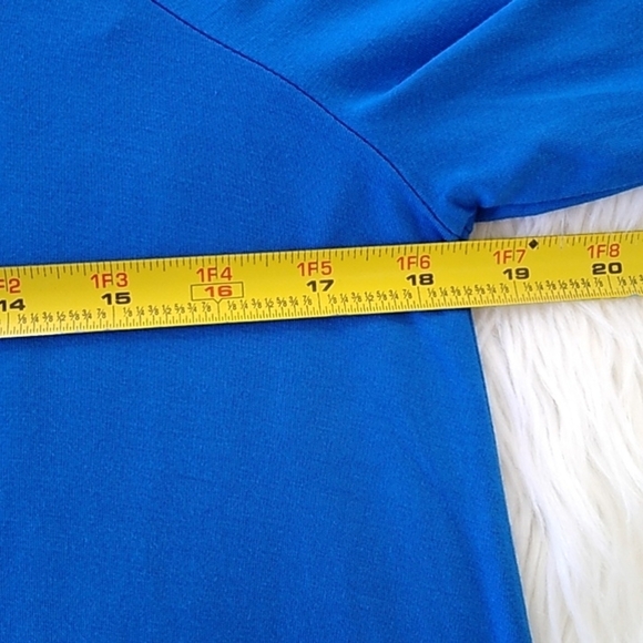 Cable & Gauge Cobalt Blue Off The Shoulder Tie Sleeve Blouse - Picture 10 of 12